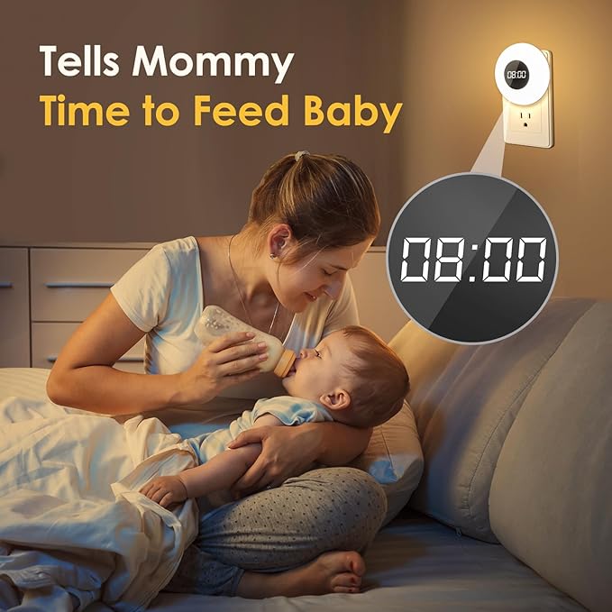 Kids Night Light Plug in with Clock, Dimmable+3 Light Colors+Remote Nightlight+Timing Light, 90 Lumen Toilet Lights Timer, Plug in Night Lights for Wall Socket, Night Lights Plug into Wall Kids