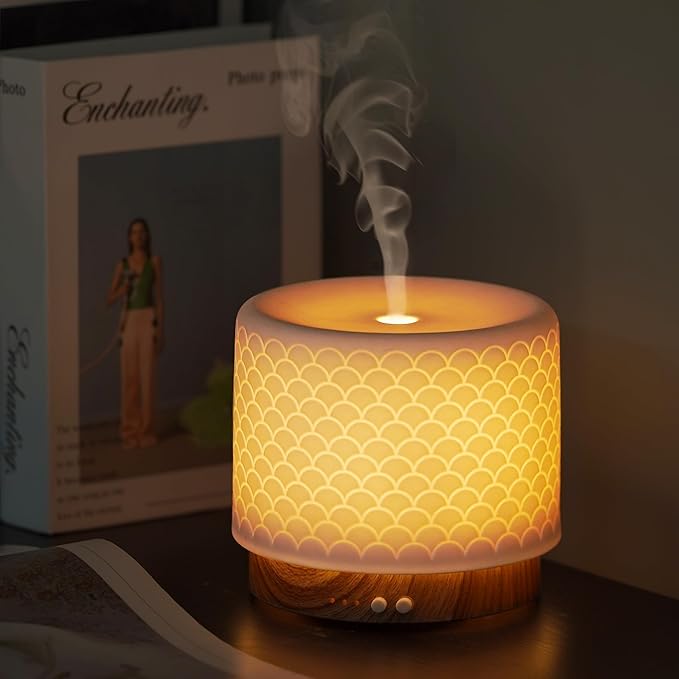 Essential Oil Diffuser, Aesthetic Ceramic Diffusers for Essential Oils,Ultrasonic 280ml Aroma Fragrance Diffuser with Cool Mist Humidifier Deffuser for Home,Office,Yoga,Bathroom