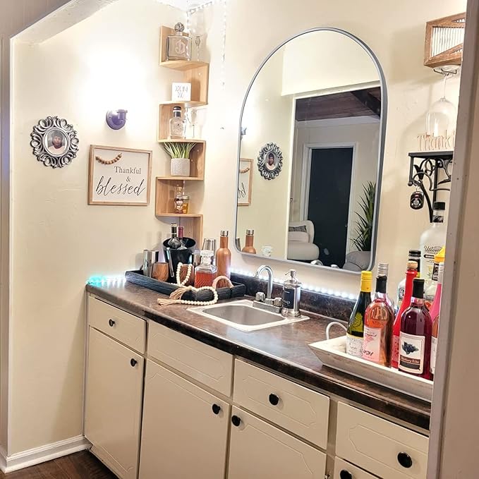 24x36 inch Silver Arched Mirror for Bathroom Vanity Mirror or Wall Decor Arch Mirror Brushed Metal Frame Wall Mounted Mirror for Bathroom LivingRoom Bedroom Entryway