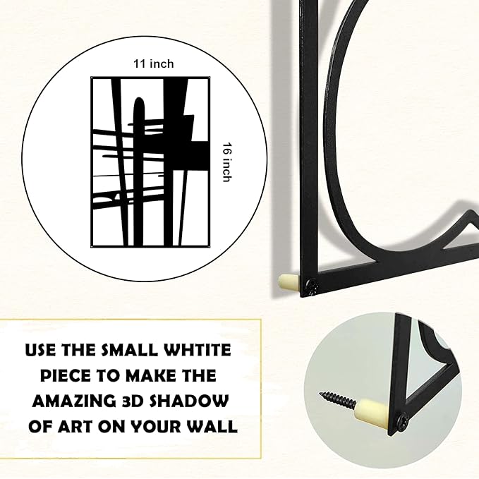 Glamativity 4 Pack Black Abstract Metal Wall Art, Minimalist Décor Single Line Art Wall Décor, 3D Textured Metal Wall Sculptures, for Living Room Bedroom Bathroom Study Room (Black Abstract, M Size 16 x 11'')