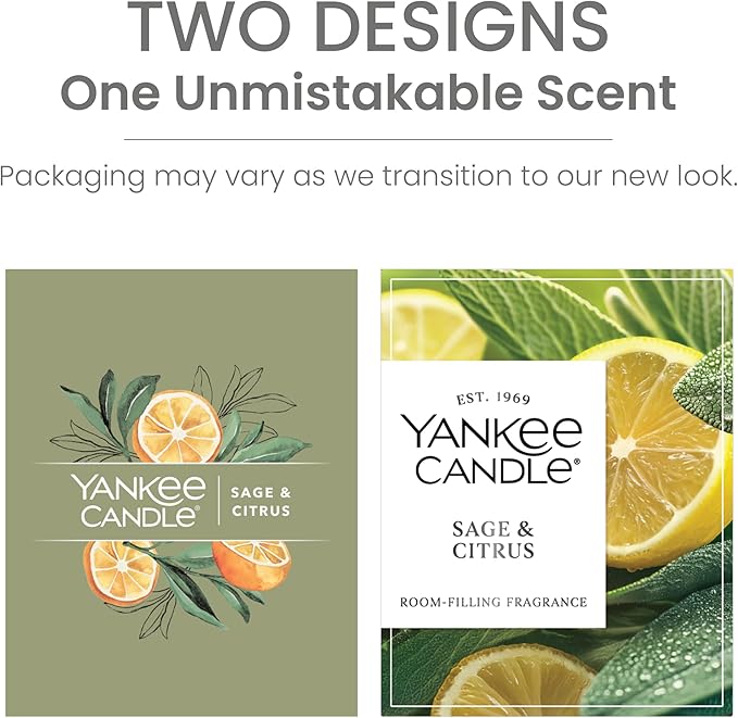 Yankee Candle Medium Pillar Scented Candle with up to 115 Hour Burn Time, Premium Plant Wax Blend for Consistent Burn, 14.25 oz Pillar Candle with Room Filling Fragrance, Sage & Citrus