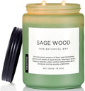 M&SENSE Sage Wood Scented Candle, 19.4oz 110 Hours Long Lasting Clean Non Toxic All Natural Soy Wax Candle for Relaxing & Stress Relief, 2 Wick Home Fragrance Gifts for Home Decor