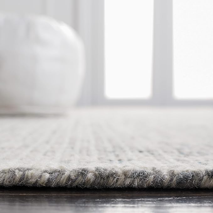 SAFAVIEH Abstract Collection Runner Rug - 2'3" x 8', Grey & Ivory, Handmade Wool, Ideal for High Traffic Areas in Living Room, Bedroom (ABT468J)