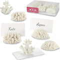 Kate Aspen Seven Seas Coral Place Card Holders - Set of 6 Coastal-Inspired Table Place Cards with Holders - Beach Wedding Decorations - Nautical Table Decor - Wedding Favors for Guests