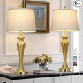 30" Gold Tall Table Lamps for Living Room, Touch Control Bedroom Lamp with USB A+C Ports and AC Outlet, 3-Way Dimmable Bedside Table Lamps Set of 2, Modern Metal Lamp for Nightstand
