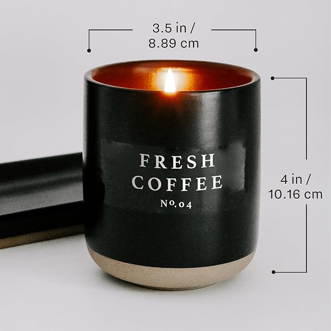 Sweet Water Decor Fraser Fir Soy Candle | Cypress, Evergreen, Cedar, and Fir Balsam Scented Candles for Home | 12oz Black Stoneware Jar, 60+ Hour Burn Time, Made in The USA