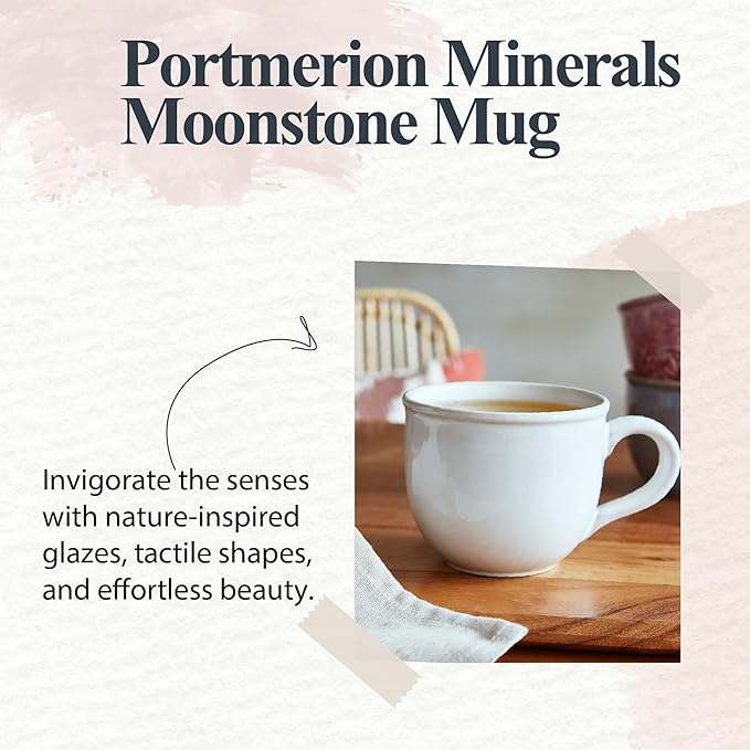 Portmeirion Minerals Mug, Moonstone - 12oz Stoneware Coffee Cup, Sturdy Ceramic Mug, Microwave, Dishwasher, Freezer, Oven Safe - Artisan Made Drinkware for Tea, Expresso, Latte