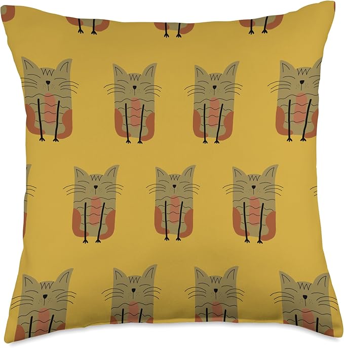 Cute Scandinavian Animals Designs Scandinavian Cat Boho Pattern Throw Pillow, 18x18, Multicolor