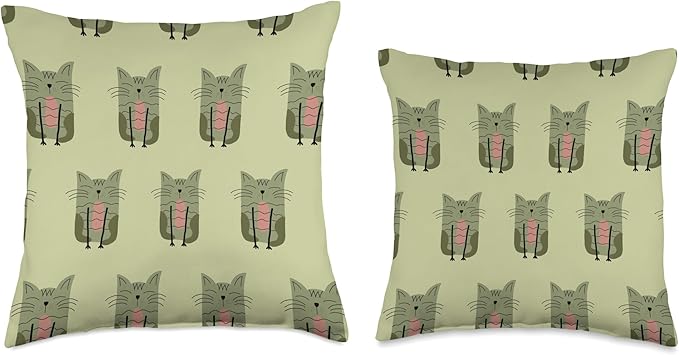 Cute Scandinavian Animals Designs Scandinavian Cat Boho Pattern Throw Pillow, 16x16, Multicolor