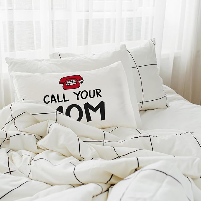 College Dorm Decor, Funny Call Your Mom Pillow Covers 20x12 Double-Sided, Back to School Gifts for Students, Gifts for College Students Girls Boys Freshmen, Dorm Room Accessories（White-1）