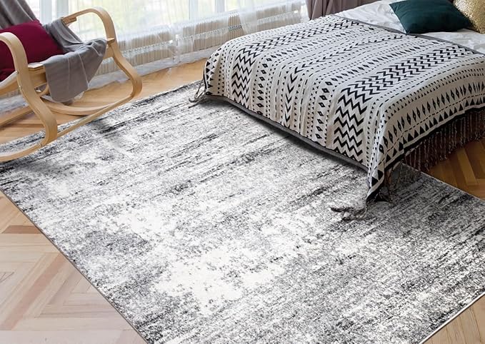 Keen Home Design Area Rugs - 4x6 Non-Shedding, Abstract Rugs for Kitchen, Living Room, Bedroom, Dining Room, Entryway - Size: 4' x 6', Abstract Cream/Grey