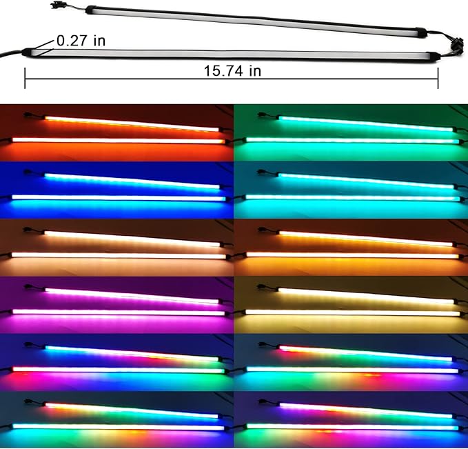 airgoo Addressable RGB PC LED Strip, AG-NEON-LS1 Diffused Silicon Rubber Tube Neon Strip, for 5V 3-pin argb Header or AG-DRGB16 SignalRGB Controller(Not Included), Come with Magnetic Brackets