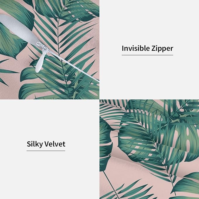 Tropical Palm Leaves Throw Pillow Covers 18x18 Inch Set of 2 Summer Green Leaf Monstera Plant Decorative Pillow Cases Modern Farmhouse Cushion Cases for Home Couch Sofa