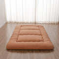 Japanese Floor Mattress, Futon Mattress with Portable Storage Bag and Washable Cover, Roll Up Thick Tatami Mat Suitable for Camping, Guest Room, Light Coffee, Full