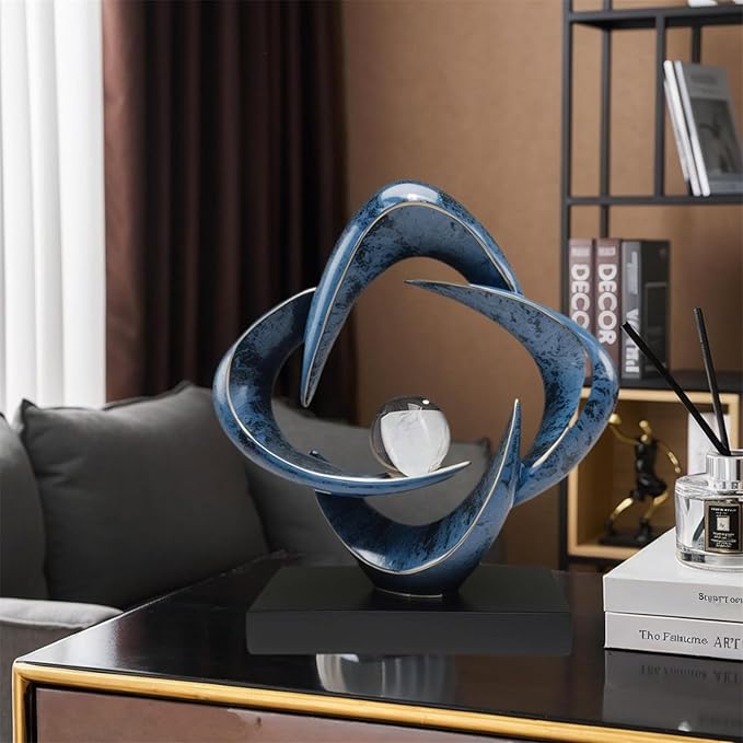 Abstract Sculpture Art Home Decor Accents Modern Decorative Objects for Living Room Shelf Coffee Table TV Stand Cabinet Office Decor Accents (Blue)