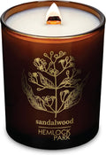 Hemlock Park Amber & Gold Wood Wick Candle Handcrafted with Natural Coconut Wax (Standard 7.2 oz, Sandalwood)