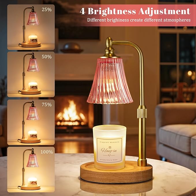 Pink Candle Warmer Lamp with Timer Dimmable,Birthday Gifts for Women,Adjustable Height Wax Melt Warmer for Jar Candles,House Warming Gifts New Home,Ideal for Office,Dorm,Bedroom Home Decor