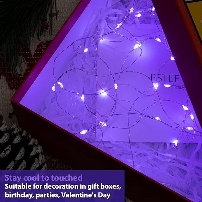 HXWEIYE 6 Pack Purple Fairy Lights Battery Operated, 7ft 20LED Mini Fairy String Lights Mason Jar Lights, Waterproof Firefly Starry Lights for DIY Wedding Party Bedroom Patio Christmas Décor