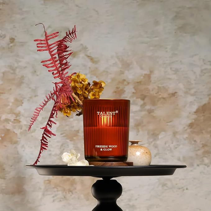 Jar Candles for Home Scented, Aromatherapy Candles Gifts for Women & Men, Natural Soy Candle, 8.4oz Traditional Style Fireside Wood & Glow