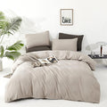 KAREVER Beige Khaki Comforter Set Queen Size Cream Khaki Bedding Set Women 3 Pieces Champagne Queen Taupe Bed Blanket Set All Season Gift