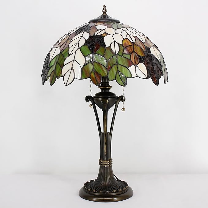 Tiffany Table Lamp Maple Leaf Stained Glass Desk Lamp 16X16X24 Inches Reading Light