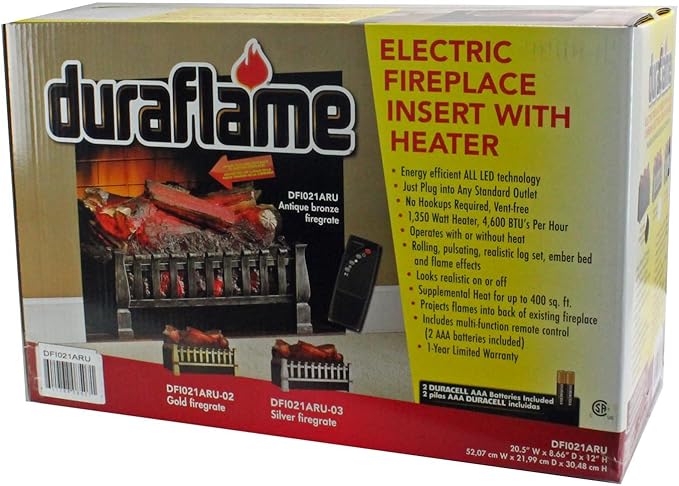 duraflame Electric Log Set 400 Sq Ft Heater, Faux Logs Insert with Lifelike Flames for Existing Fireplaces, Remote Control Included