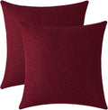 Jeneoo Decorative Burgundy Red Throw Pillow Covers Rustic Farmhouse Square Linen Burlap Soft Comfy Solid Cushion Couch Cases for Sofa Living Room (Set of 2, 18 x 18 Inches)