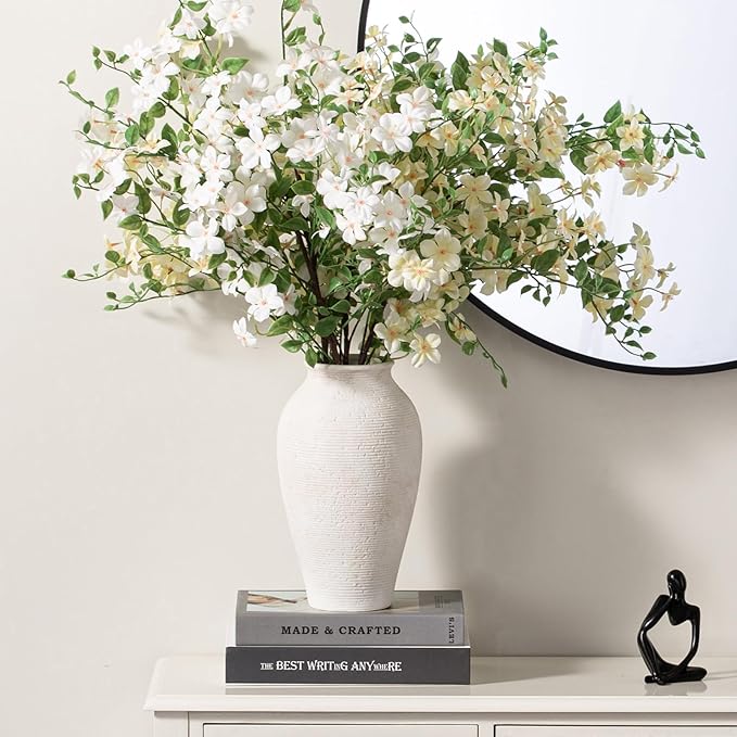Ceramic Flower Vase Home Decor - Large Tall Farmhouse Table Vases Rustic Vintage Living Room Kitchen Bedroom Decorations for House Book Shelf Office Coffee Desk Dining Fireplace (11" Rustic)