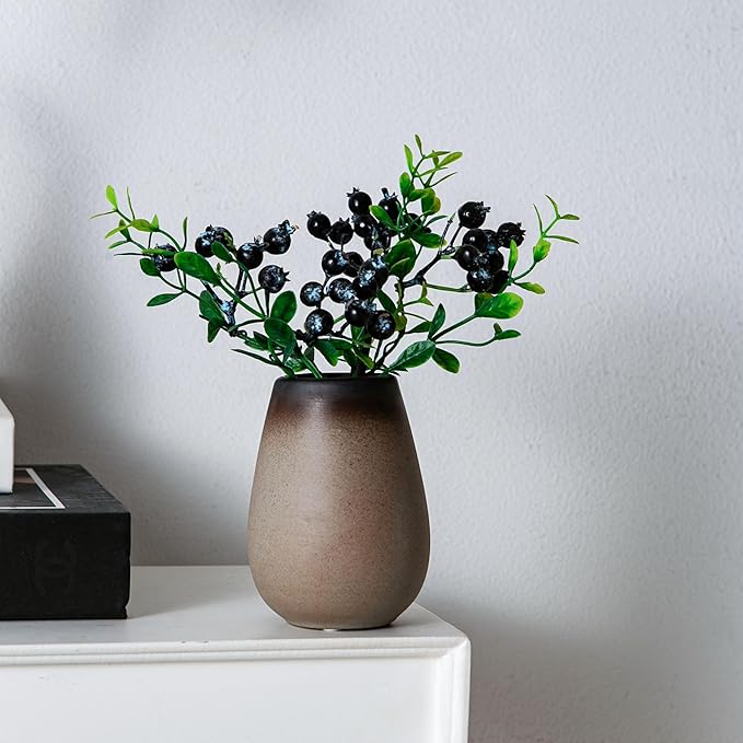 Rustic Ceramic Bud Vase Set of 11, Small Vases for Pampas Grass, Flowers, Modern Farmhouse for Home Decor, Vintage Decor, for Living Room, Dining Table & Shelves