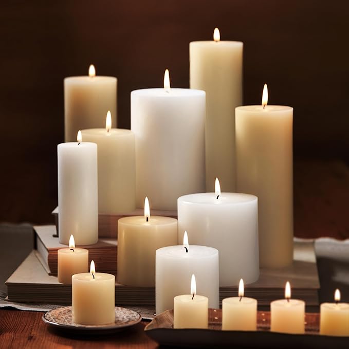 TAG Chapel 2X5 White Pillar Paraffin Wax Candle Unscented Drip-Free Long Burning 32 Hours for Home Decor Wedding Parties 2x5 White