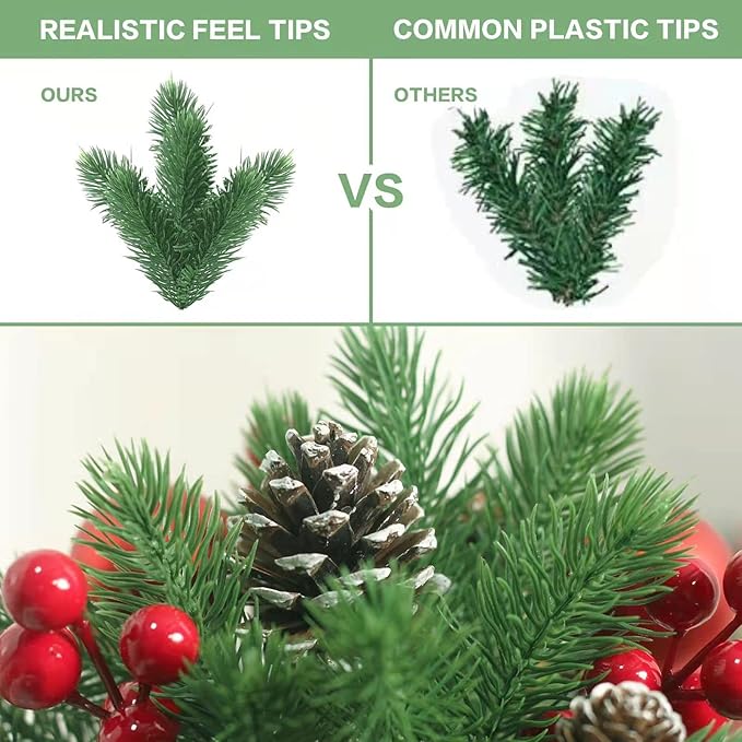 2PCS Small Christmas Tree,Tabletop Mini Xmas Tree,9" Artificial Little Potted for Christmas Decor,Suitable for Weddings, Holidays, Christmas and Other Festivals.(Star/Ball)