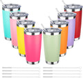 20oz Tumbler with Straw and Brush, Stainless Steel Vacuum Insulated tumbler, Double Wall Insulated Coffee Tumbler for Outdoor, Home, Travel,Office (Mix-1,8pcs)