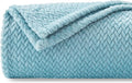NEWCOSPLAY Super Soft Twin Blanket Light Blue Premium Silky Flannel Fleece Leaves Pattern Lightweight Bed Blanket All Season Use (Light Blue, Twin(60"x80"))
