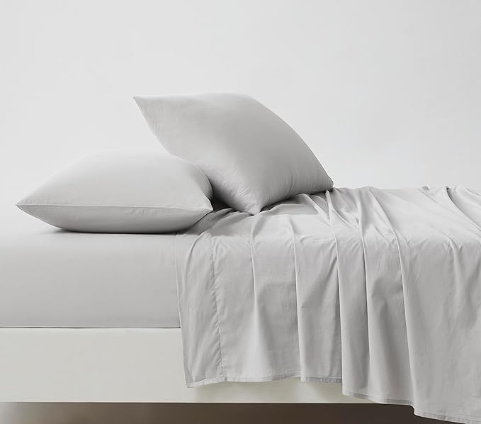 Linen Closet Light Grey Organic 100% Cotton Full Bed Sheets – Ultra Light, Breathable, Cool & Crisp – Wicks Away Moisture,Deep Pocket, Fully Elasticized – 4 Piece Sheet Set, Fits up to 18” Mattress