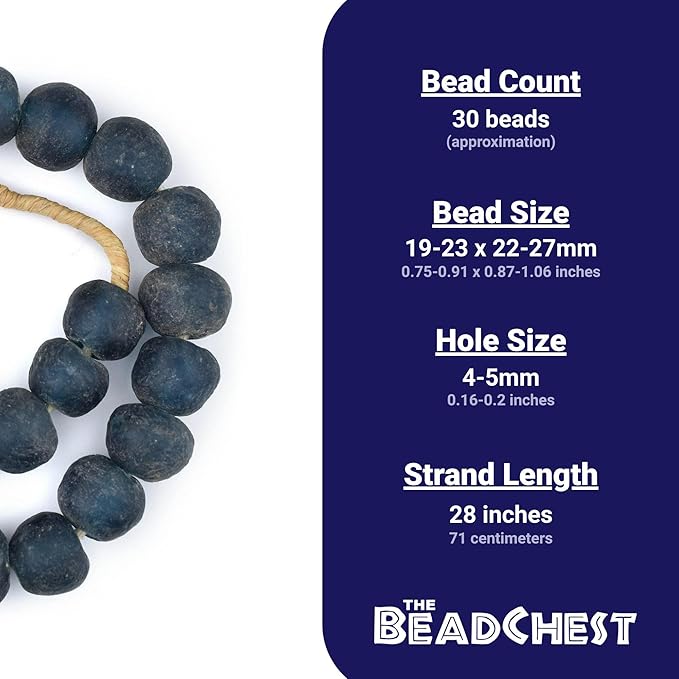 Jumbo Recycled Glass Beads, 21–25mm – African Sea Glass for Wall Hangings, Coffee Table Decor, Shelf Styling, and Home Accents – (Teal) – The Bead Chest