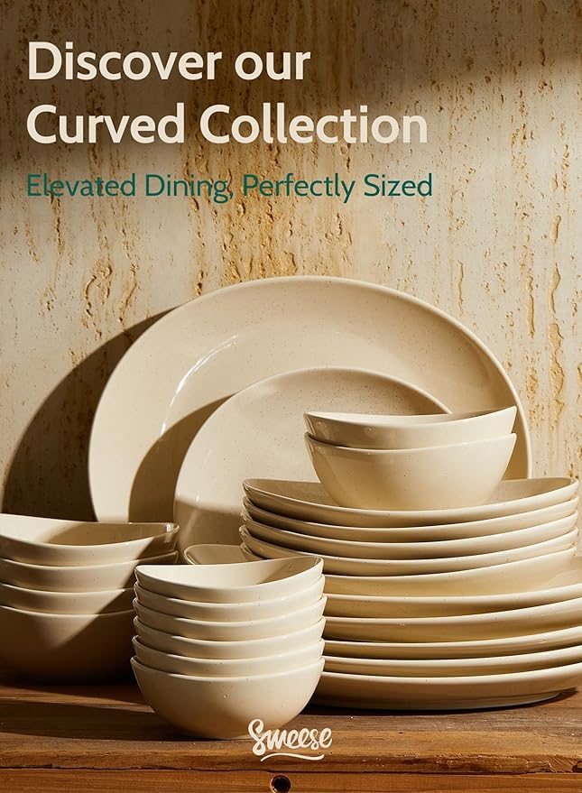 Sweese Porcelain Bowls 6-Pack - 5 Inch, 10 oz for Dessert, Soup, Rice, Microwave, Dishwasher Safe - Beige
