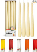 BOLSIUS Unscented 10-Inch Ivory Dinner Candles, 4-Pack - 8 Hour European Quality, Smokeless