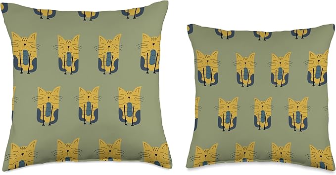 Cute Scandinavian Animals Designs Scandinavian Cat Boho Pattern Throw Pillow, 18x18, Multicolor