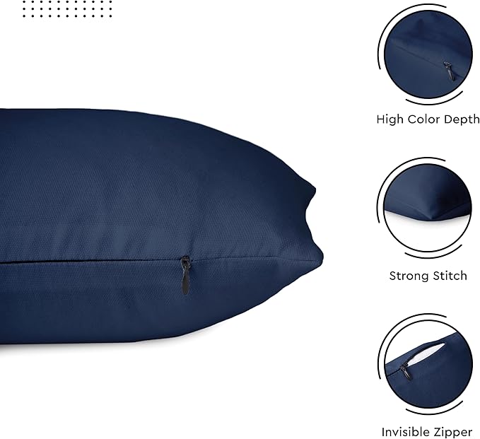 Encasa XO Throw Pillow Covers 20x20 in Set of 2 Scotch Blue | No Inserts | Cotton Pillow Covers for Living Room, Bed, Sofa, Couch | Decorative Cushion Covers with Improved Zippers
