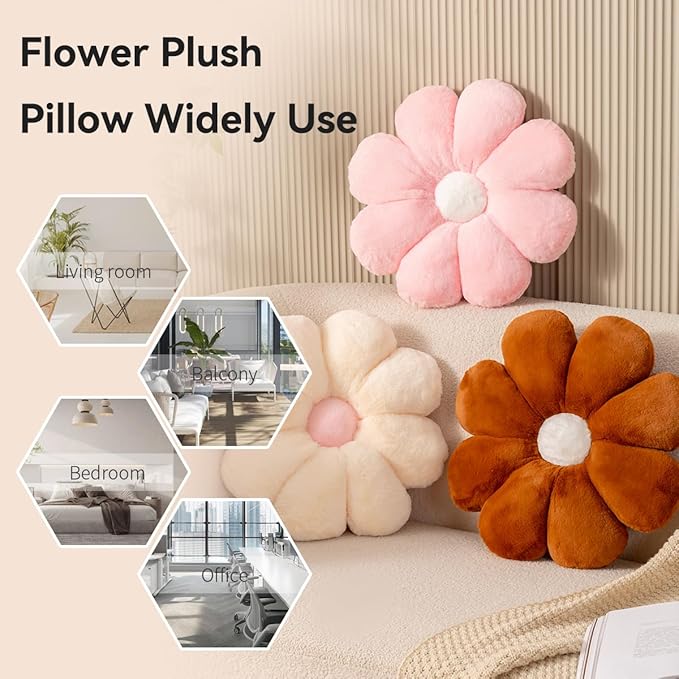 Pink Flower Pillow, 25.5In Flower Shaped Pillow Decorative Throw Pillows, Cute Pink Daisy Pillow,Floor Pillows for Sitting, Room Decor & Plush Pillow for Bedroom Couch Chair (65CM Pink)