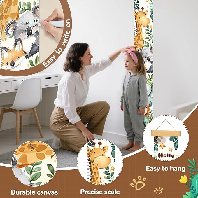 Personalized Name Toddler Height Wall Chart, Christmas Snowman Kid Measuring Growth Chart, Waterproof & Removable Canvas Kids Growth Chart Ruler, Height Growth Chart Wall Decor - Christmas Gifts
