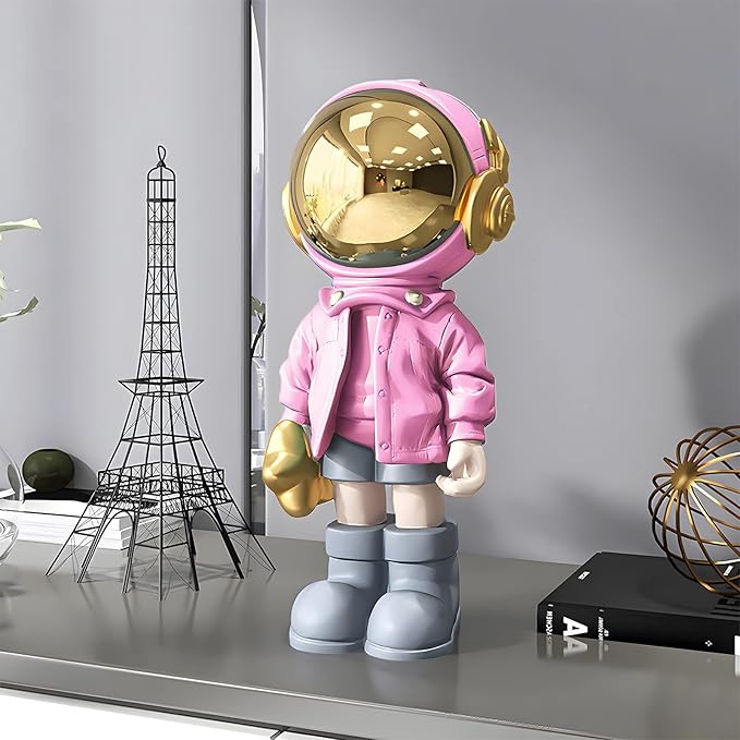 Astronaut Statues Spaceman Sculpture Modern Arts Gifts Pink Figurine Ornament Room Decor for Men,Home and Crafts Desktop Accessories Tabletop Decoration, Living Room, Office, Bookshelf…