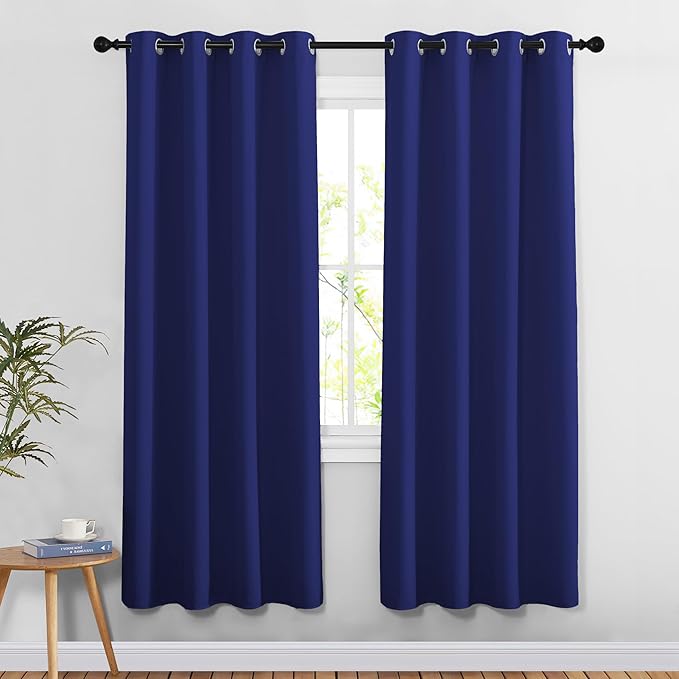 NICETOWN Doorway Curtains & Drapes 78 inches Long - Grommet Window Treatment Thermal Insulated Privacy Blackout Curtains & Drapes for Bedroom (Navy Blue, Set of 2, W52 x L78)