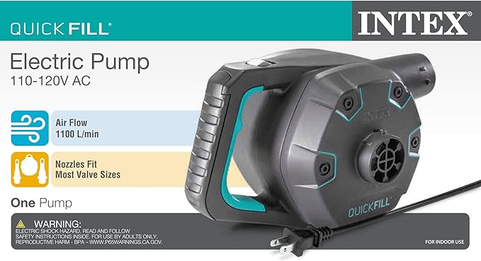 Intex Quick Fill 120 Volt AC Electric 38.9 CFM Inflatable Float & Air Bed Pump