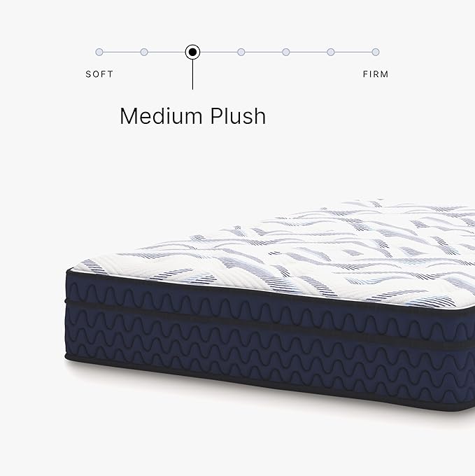 Signature Design by Ashley Queen Size Stack 12 Inch Hybrid Medium Plush Cooling Gel Infused Memory Foam Mattress for Pressure Relief, Fiberglass Free, Mattress in A Box