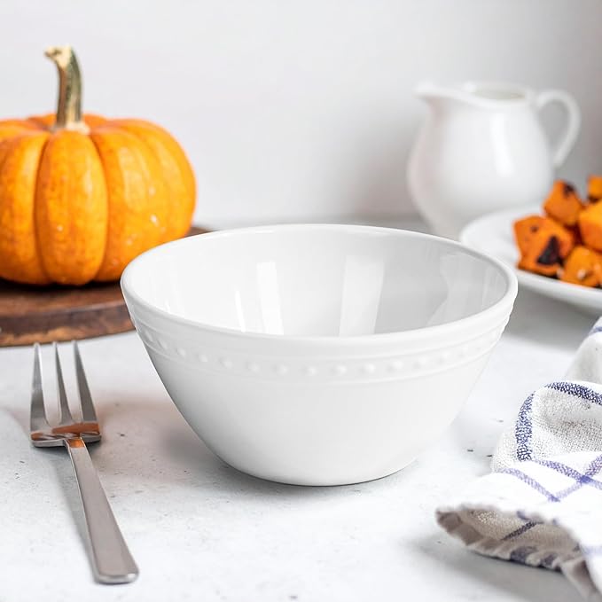 Melamine Bowl Set, Basic White Soup Bowls Set, 6 inch, 24oz All purpose/Soup/Salad Bowls Set of 6, Unbreakable Durable, Dishwasher Safe, BPA Free - Perfect for Soups, Salads & Entertaining