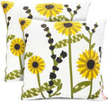 Decorative Throw Pillow Covers Set of 2 Sunflower Pillow Covers 18x18 inch Super Soft Short Plush Floral Square Throw Pillows,Farmhouse Outdoor Pillow Covers for Couch Sofa Bed Living Room