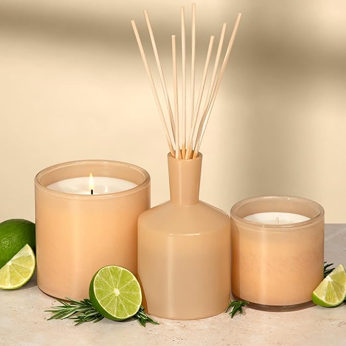 LAFCO New York Classic Reed Diffuser, Paloma Melon - 6 oz - Up to 3 Months Fragrance Life - Reusable Glass Vessel - Natural Wood Reeds - Made in The USA