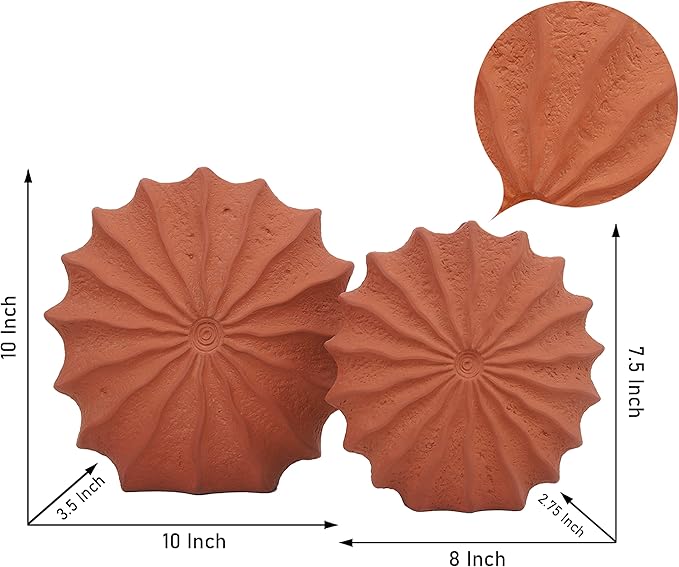 Windmill Ceramic Vase Set of 2 - Terracotta Vases with Fall Decor for Flowers, Table Centerpieces and Gifts