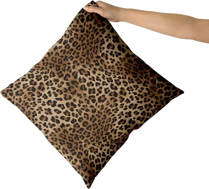 Brown Leopard Throw Pillow Cover - 2 Pcs Cheetah Pillow Case 18x18 inch Cotton Soft Animal Print Pillows Covers Decorative Cushion Cover for Home Couch Bed Sofa Double Side Printed
